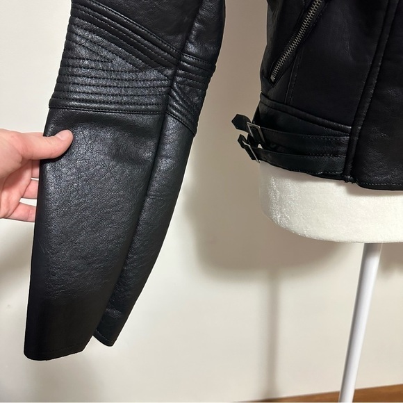 Coalition LA Vegan Leather Faux Fur Lined Moto Jacket - Picture 3 of 6